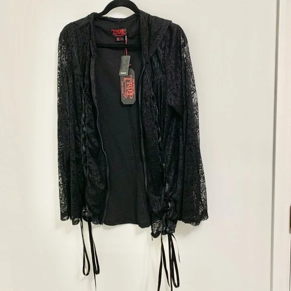Torrid x Tripp NYC Lace Stretchy Hoodie Jacket - 1X - 14/16 - NEW - Picture 9 of 11